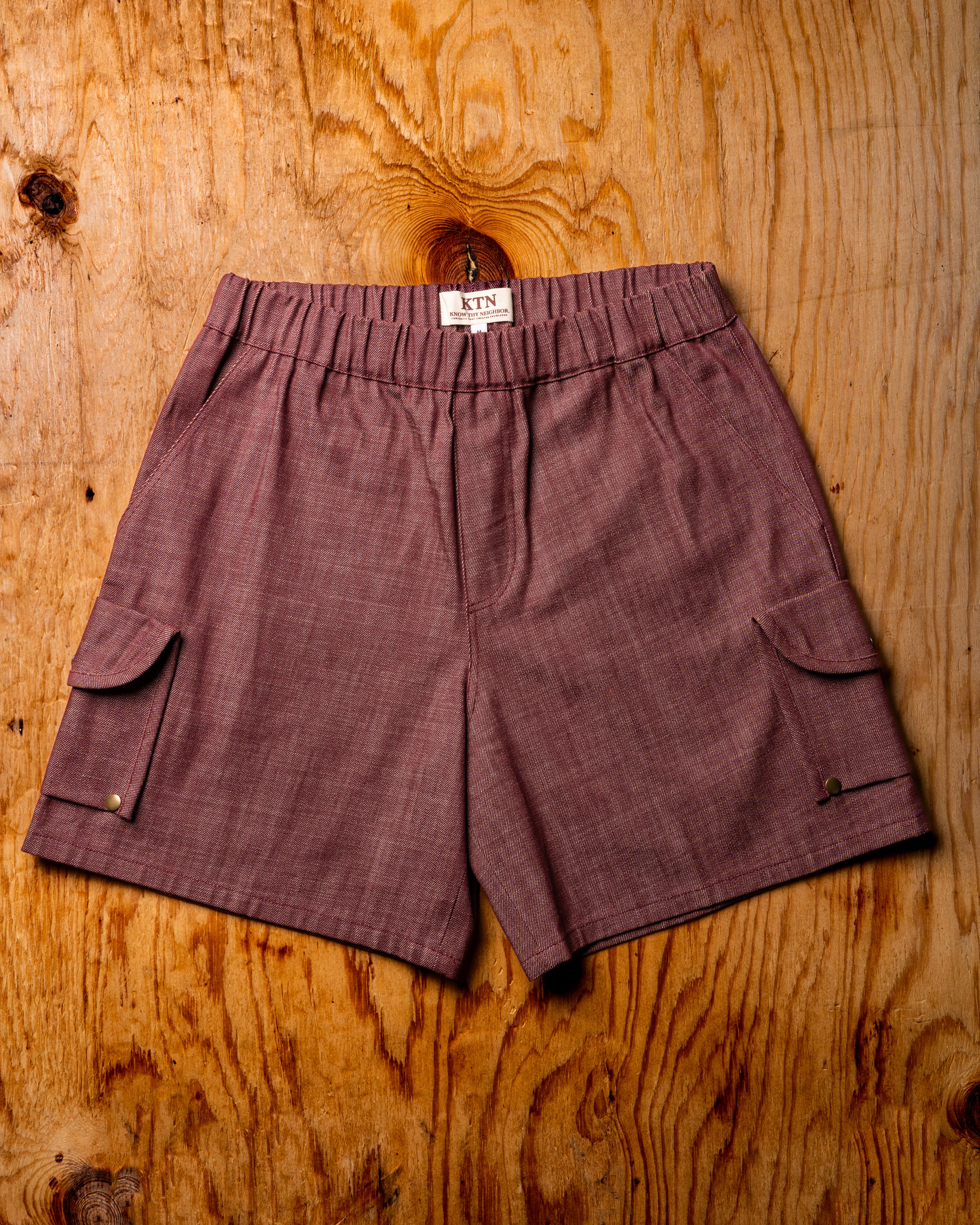 Burgundy Denim Shorts