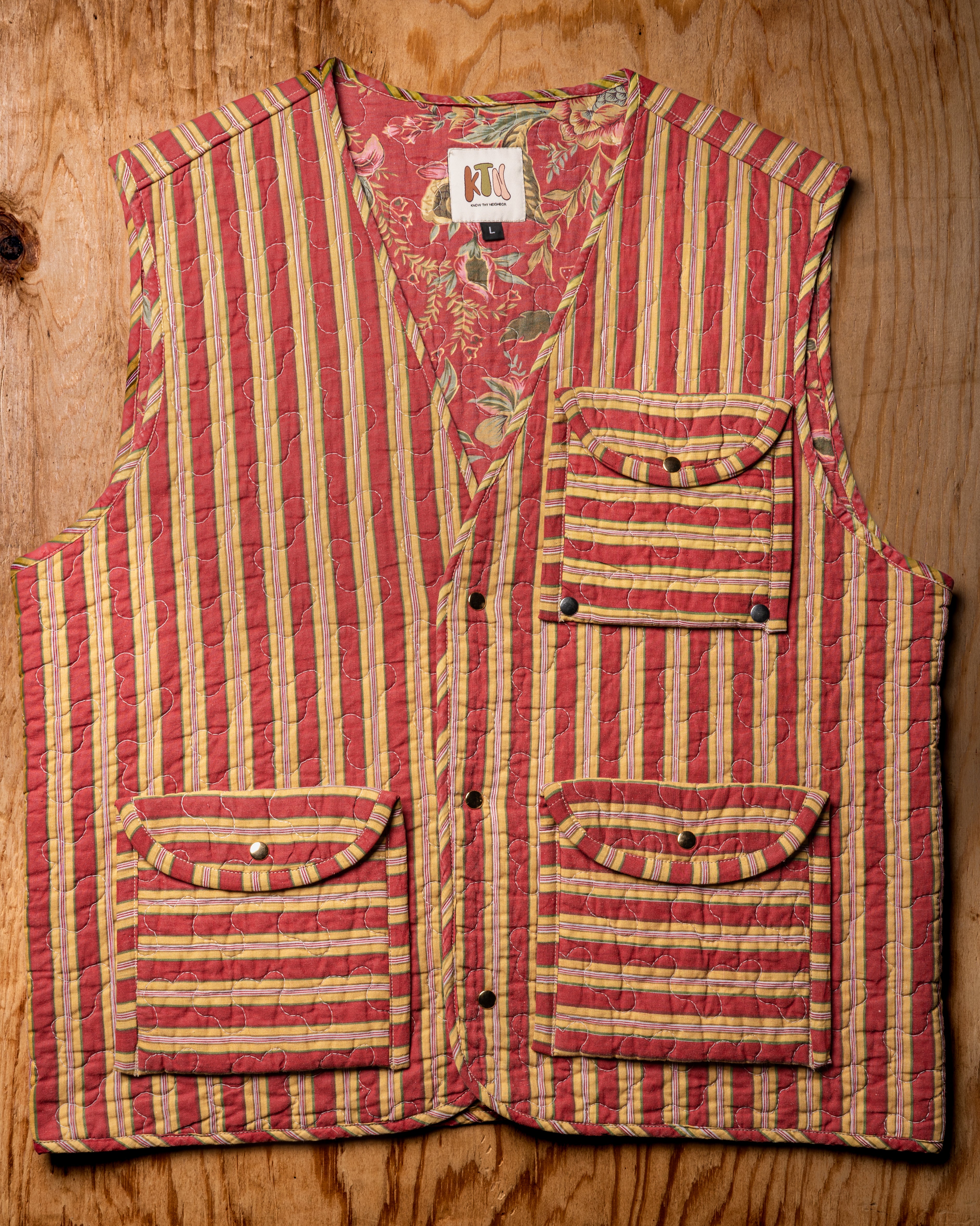 Yellow/Red Striped Dynamic Quilt Vest