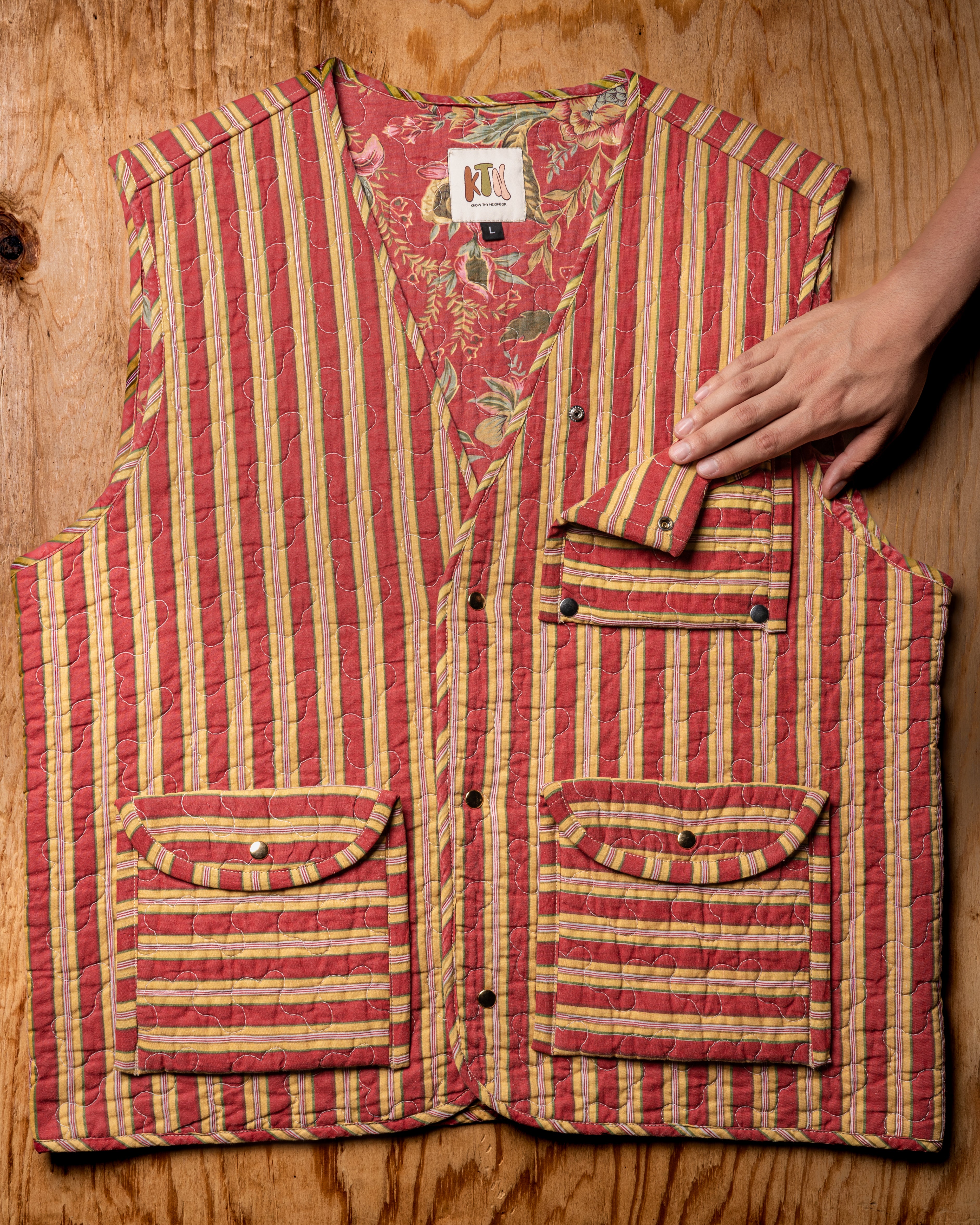 Yellow/Red Striped Dynamic Quilt Vest