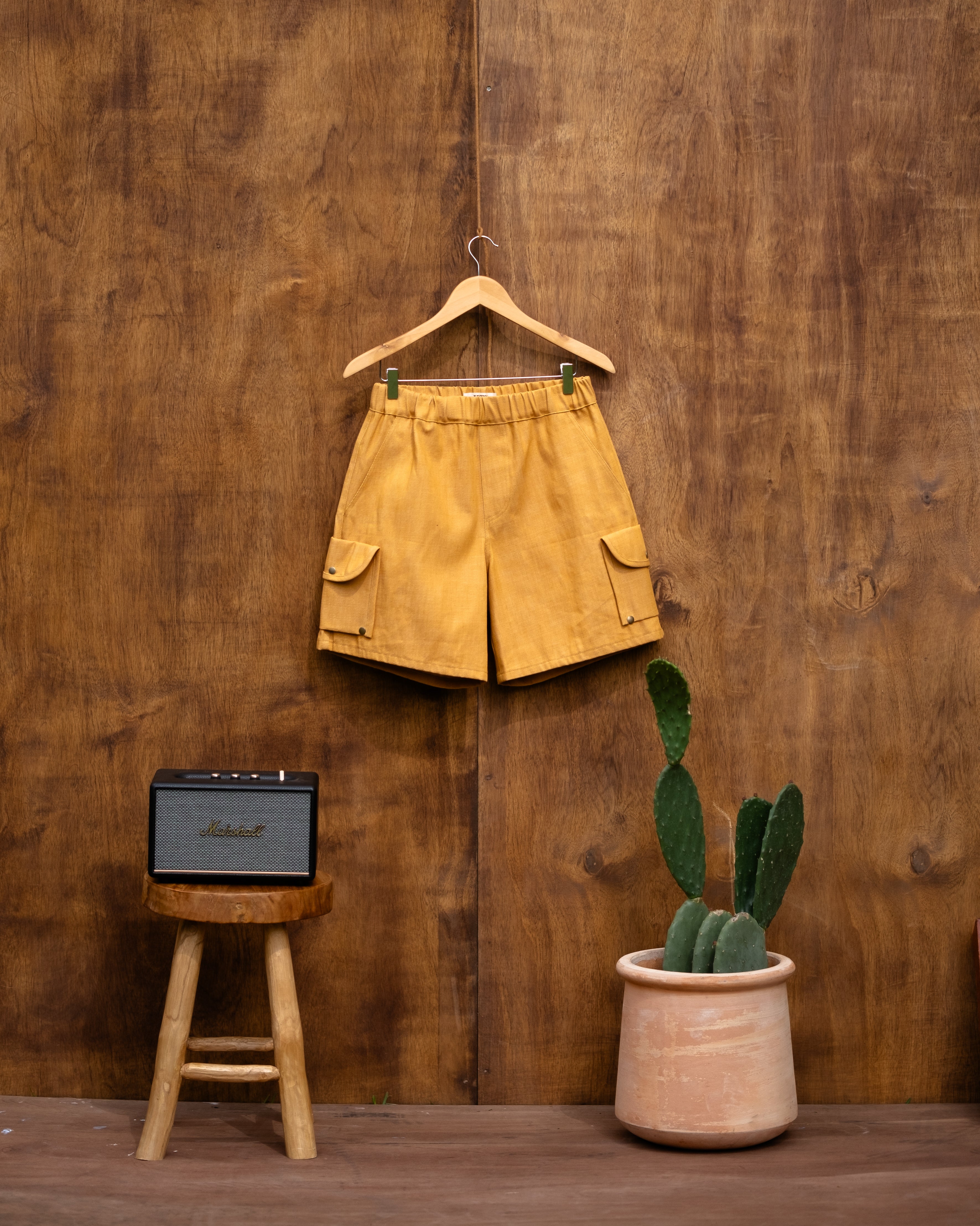 Industrial Yellow Denim Shorts