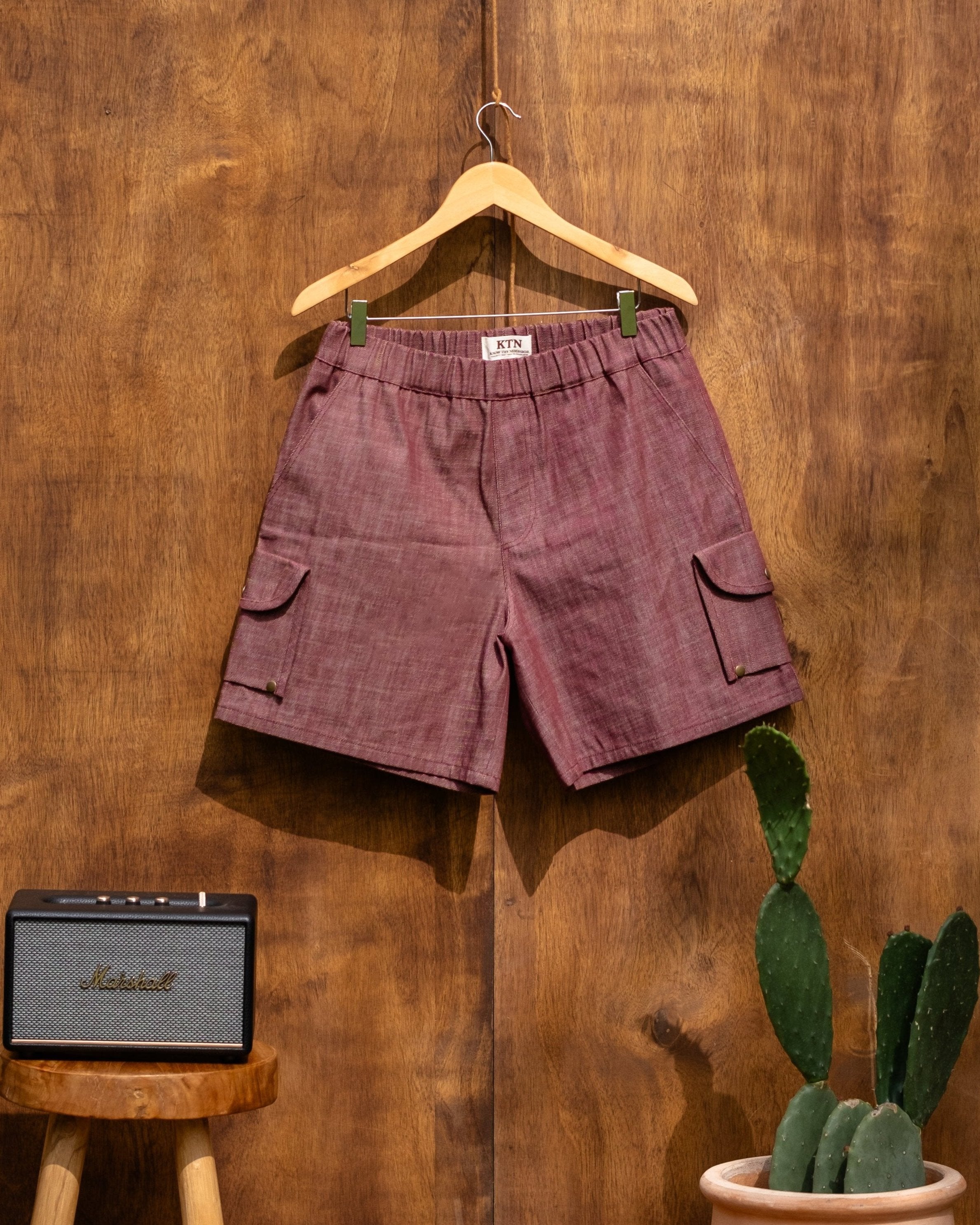 Burgundy Denim Shorts