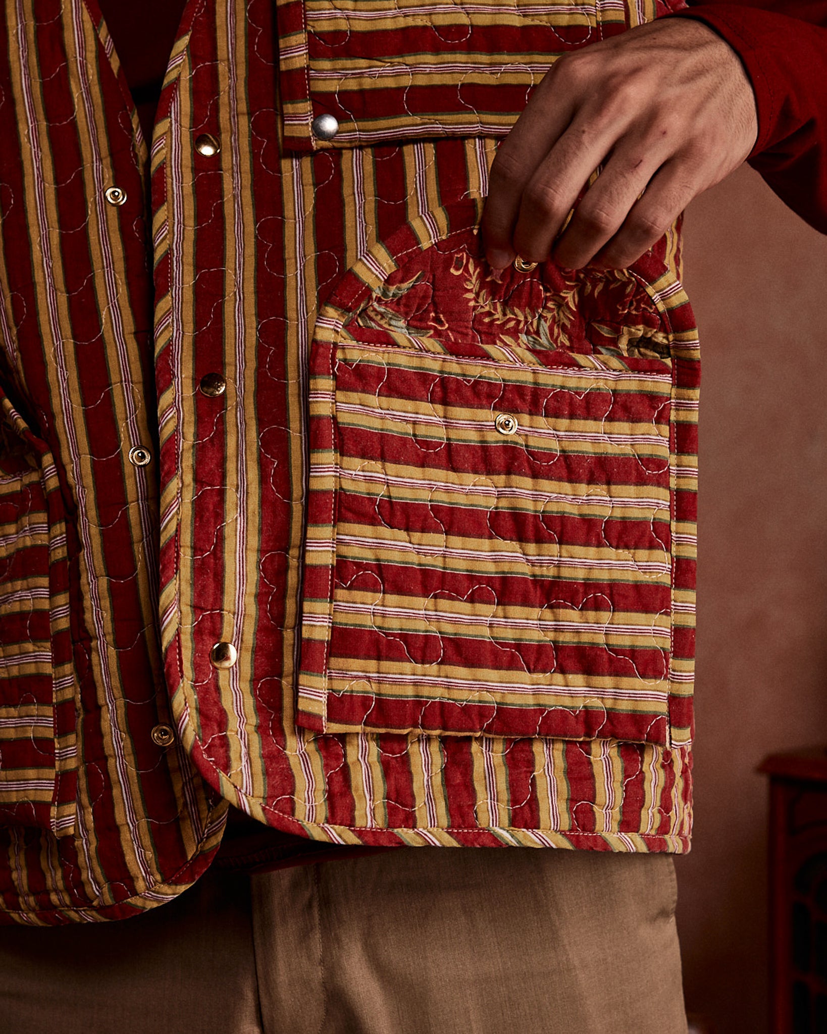 Yellow/Red Striped Dynamic Quilt Vest